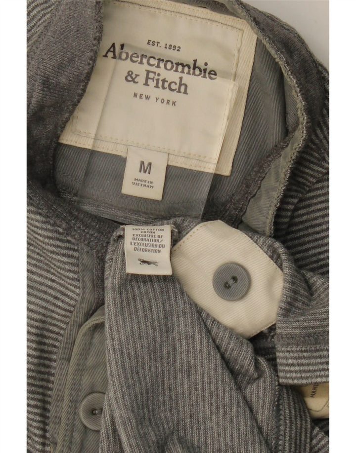 Męska koszulka polo ABERCROMBIE & FITCH Średnioszara, bawełniana w prążki