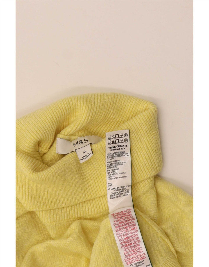Marks & Spencer Damski sweter z golfem, UK 18 XL, żółty poliester