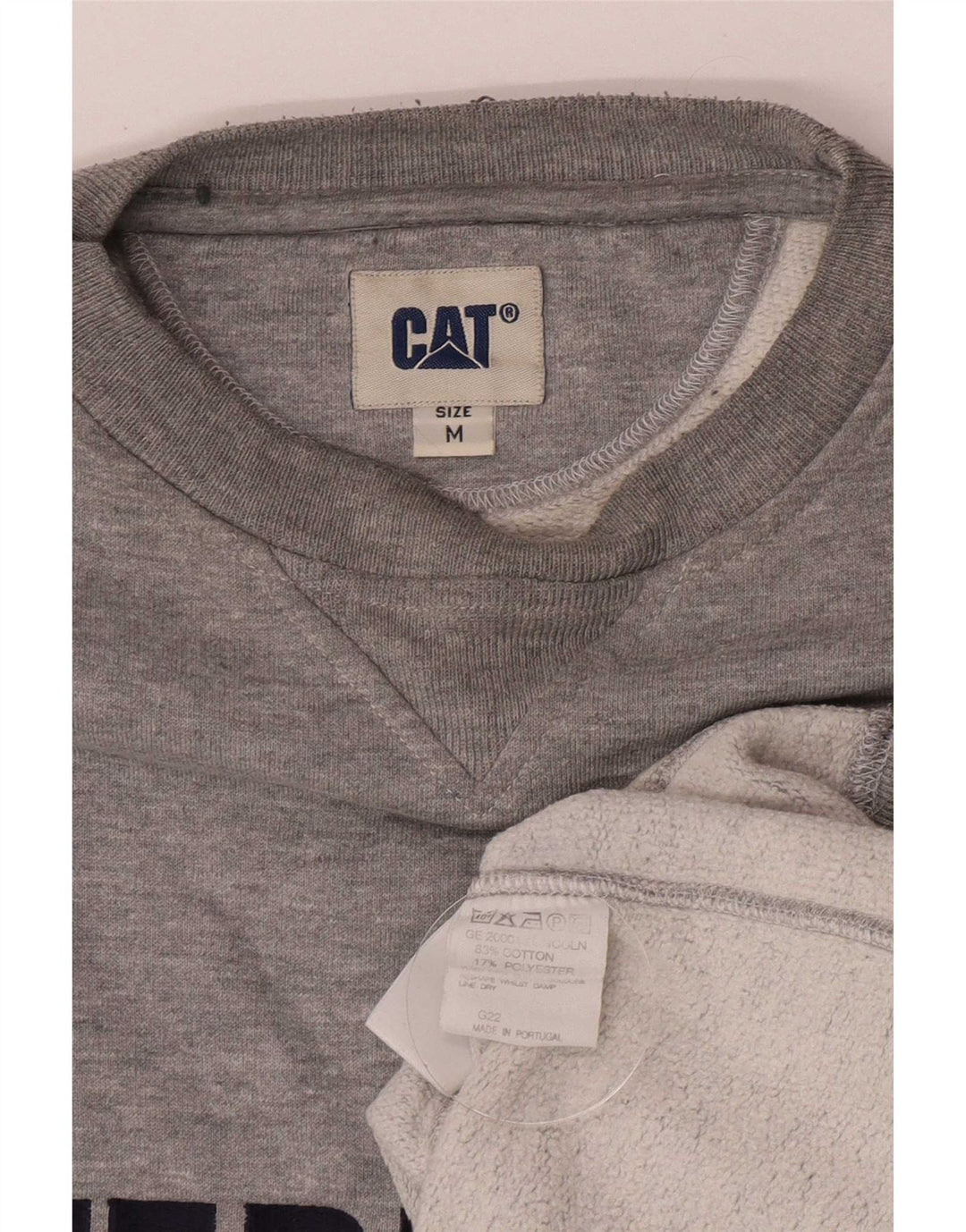 Męska bluza z grafiką CAT o luźnym kroju, średnioszara, bawełniana