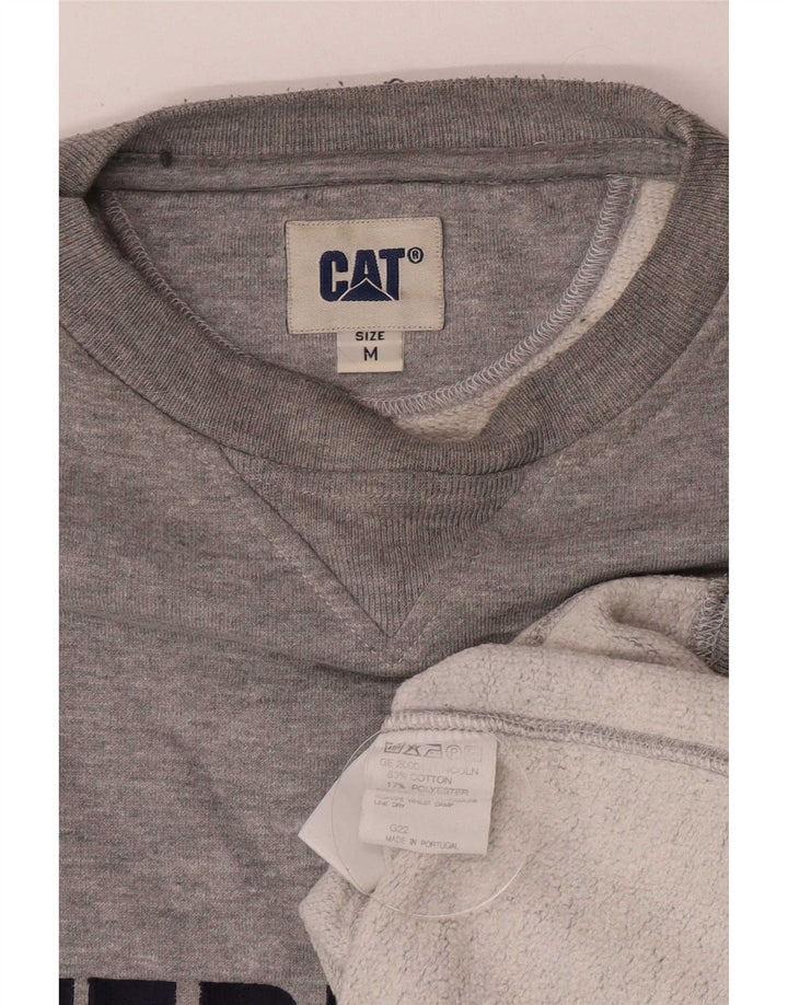 Męska bluza z grafiką CAT o luźnym kroju, średnioszara, bawełniana