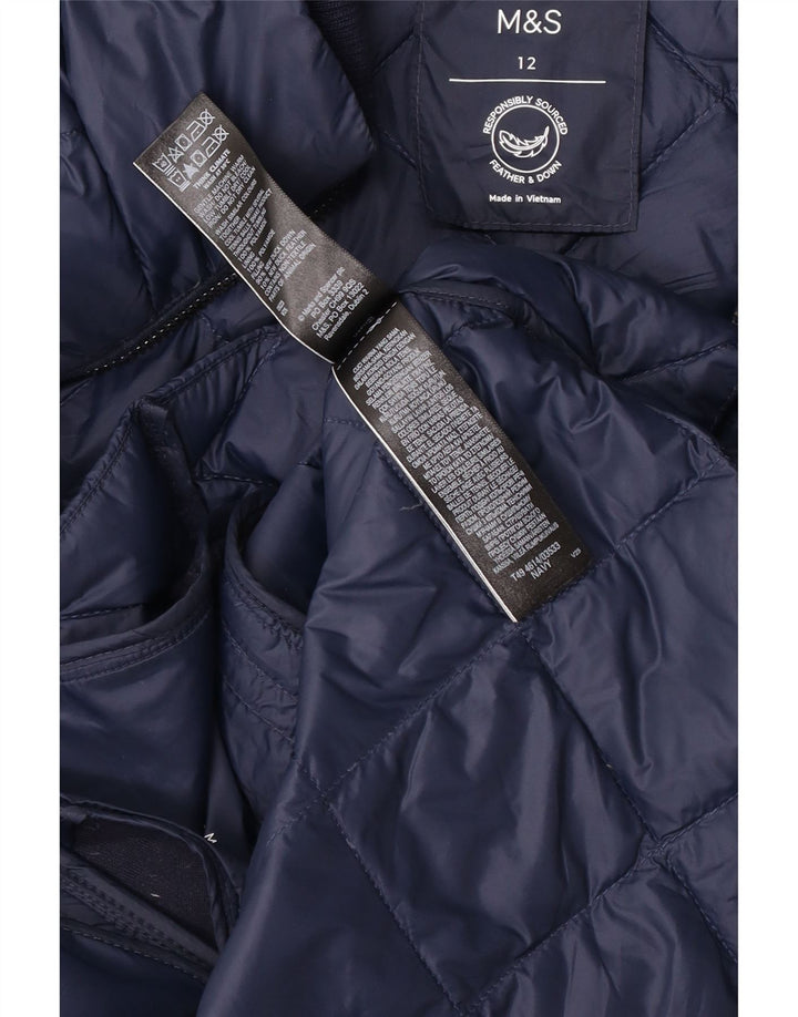 Marks & Spencer Damska pikowana kurtka ocieplana UK 12, średni granat