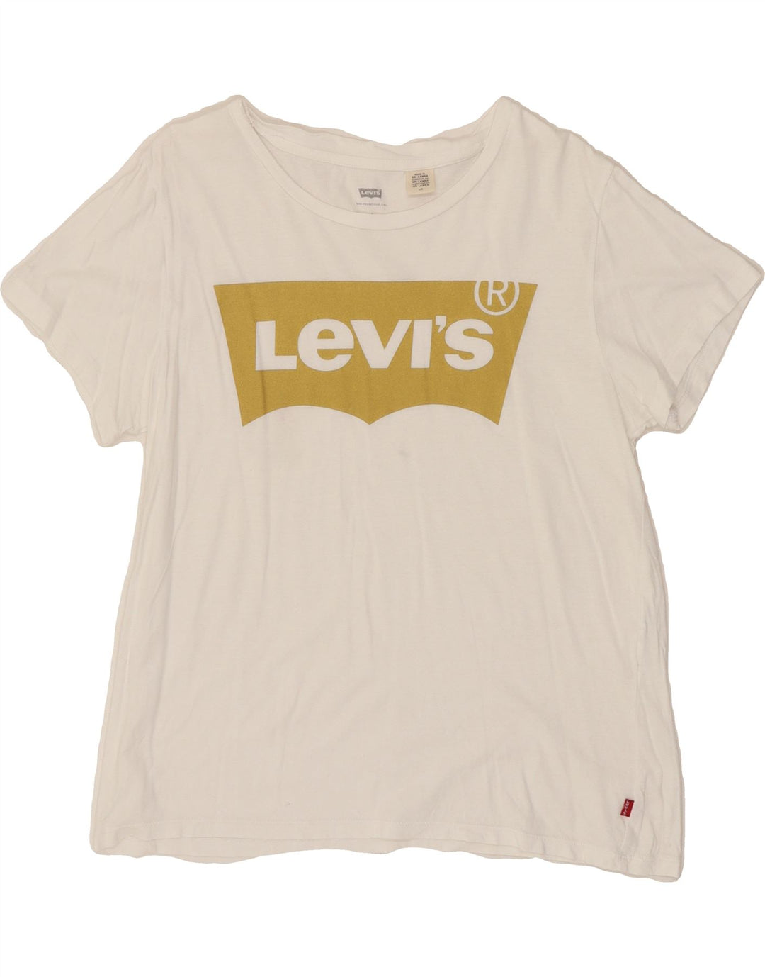 LEVI'S Womens Graphic T-Shirt Top UK 14 Large White Vintage Levi's and Second-Hand Levi's from Messina Hembry 