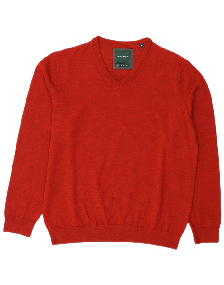 Damski sweter Charles Vogele z dekoltem w kształcie litery V, UK 18 XL, czerwony poliakryl