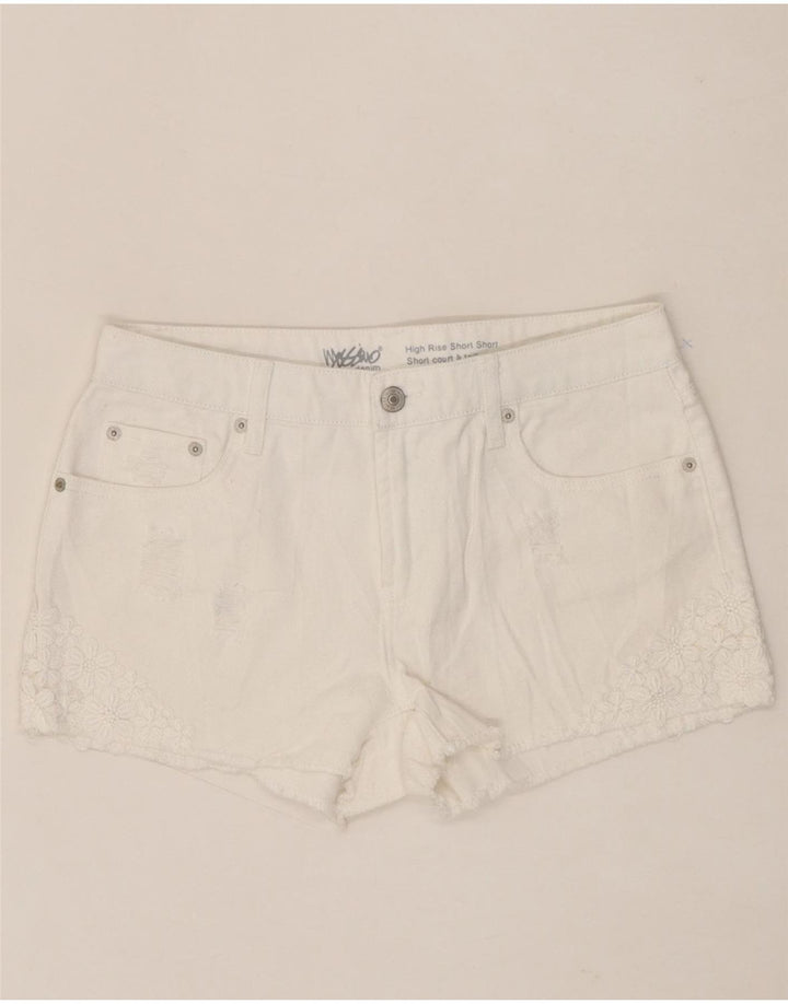 MOSSIMO Womens Denim Shorts US 6 Medium W30 White Floral Cotton Vintage Mossimo and Second-Hand Mossimo from Messina Hembry 