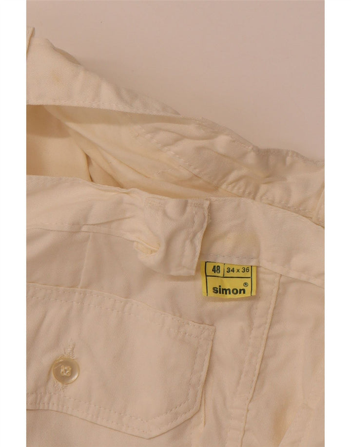 SIMON Womens High Waist Pegged Chino Shorts W34 Large Off White
