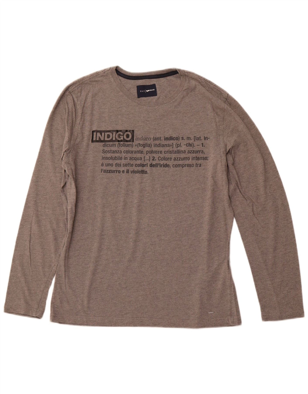 Męski graficzny top GAS z długim rękawem, duży, szary, bawełniany