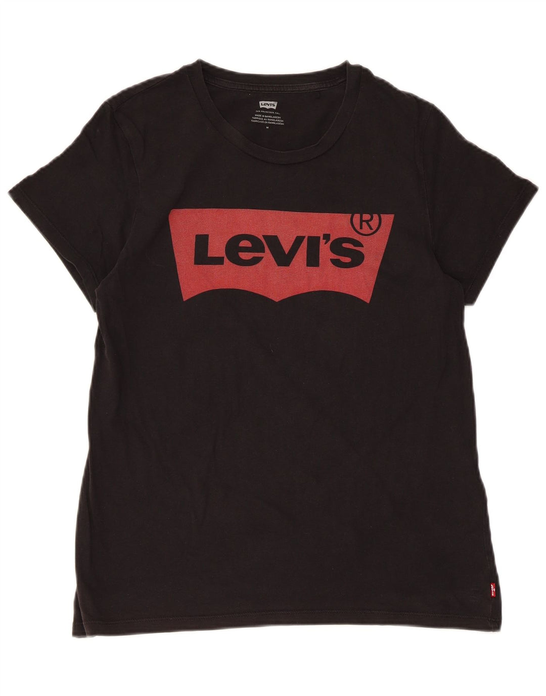 LEVI'S Womens Graphic T-Shirt Top UK 12 Medium Black Cotton