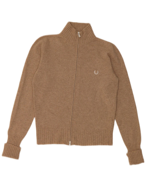Sweter damski Fred Perry Cardigan UK 14 Large Beżowa wełna Merino