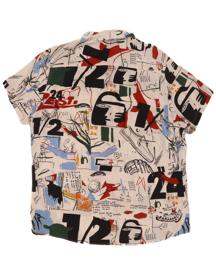 Męska koszula z krótkim rękawem w stylu vintage w abstrakcyjny wzór XL, wielobarwna wiskoza