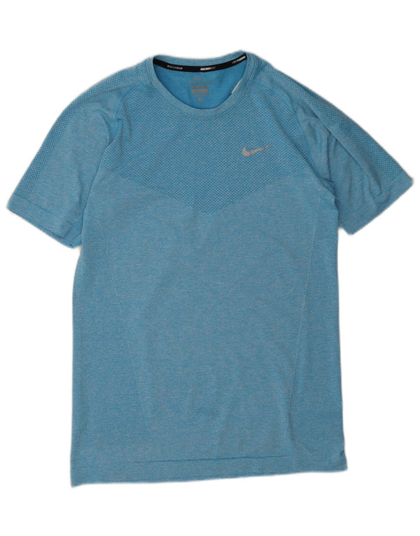 Męski T-shirt Nike Dri Fit, mały, niebieski, nakrapiany poliester