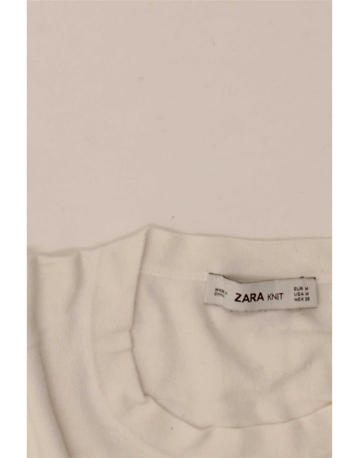 Sweter damski Zara z okrągłym dekoltem UK 12, średni biały