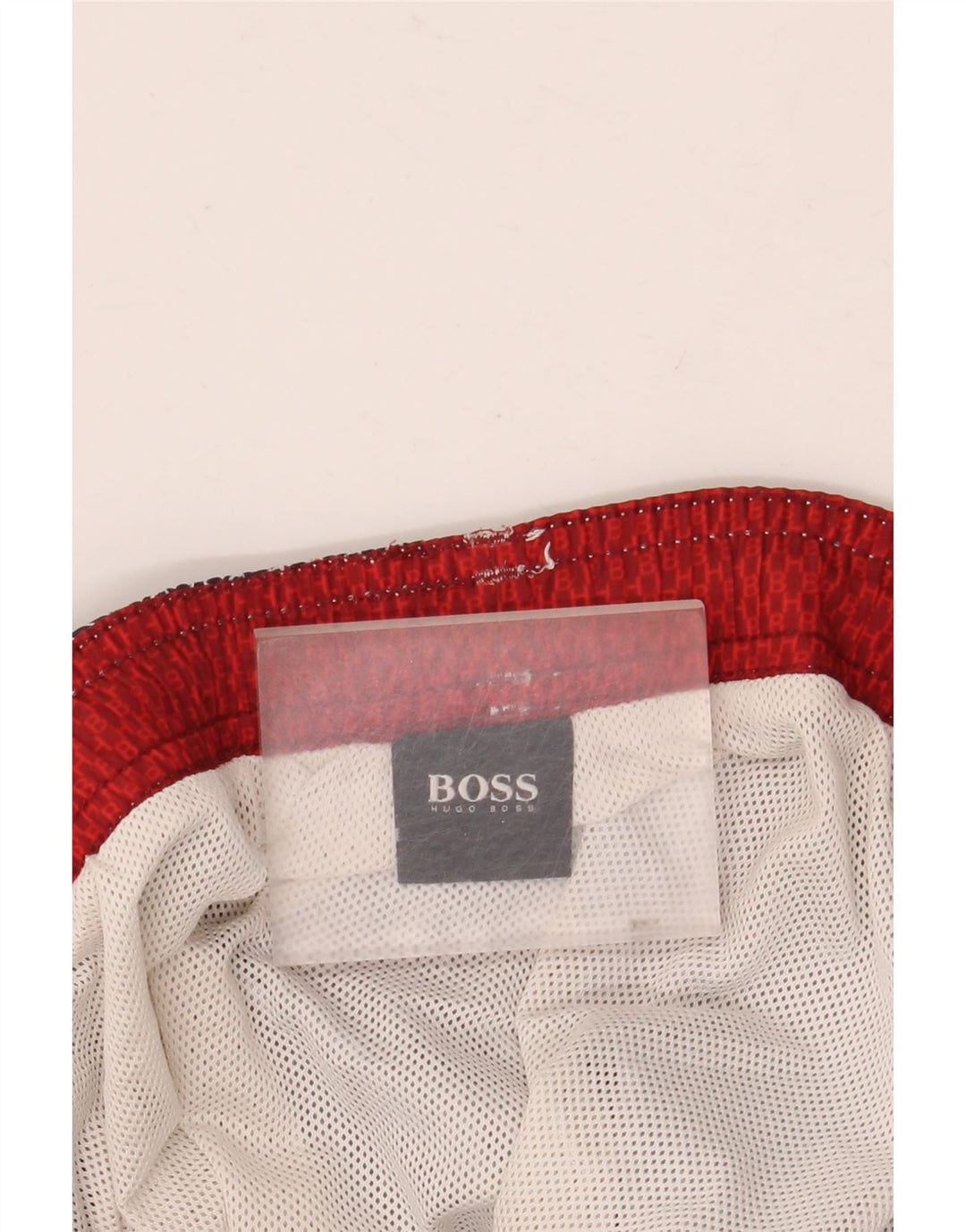 Męskie spodenki kąpielowe Hugo Boss z grafiką, średni granatowy geometryczny poliester