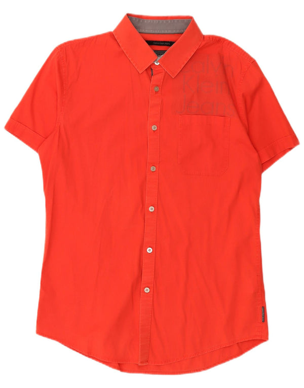 Męska koszula z krótkim rękawem Calvin Klein Jeans z grafiką, duża, czerwona, bawełniana