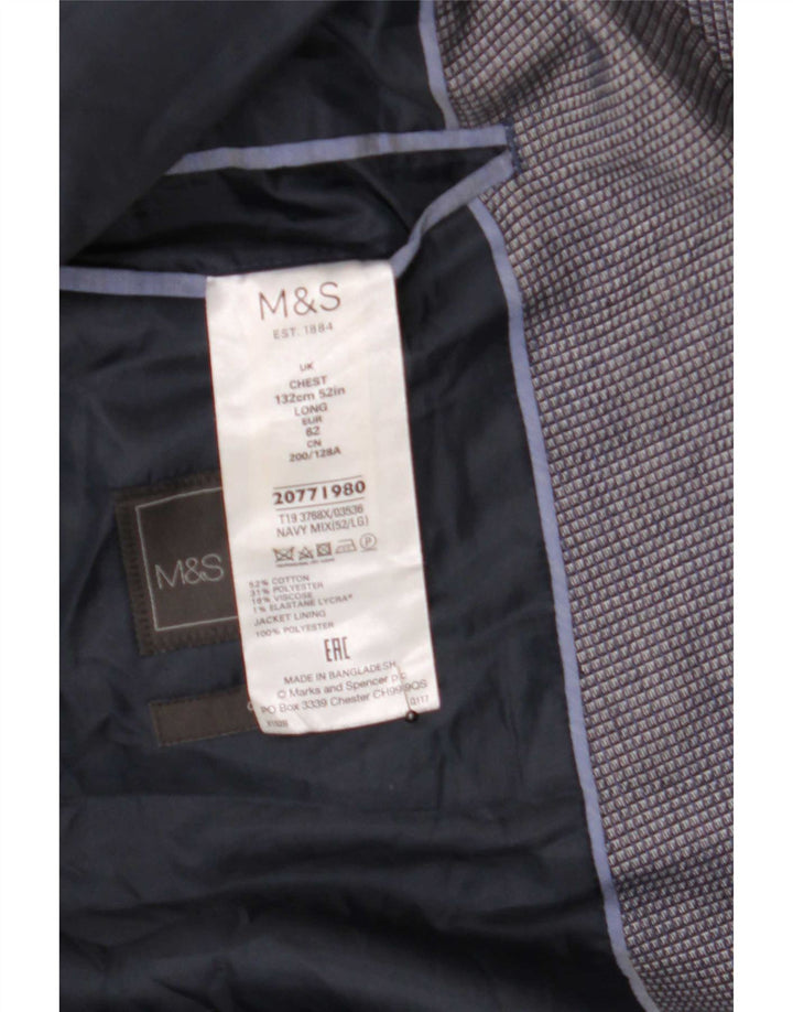 Marks & Spencer Męska długa marynarka zapinana na 2 guziki IT 52 3XL Granatowa, bawełniana