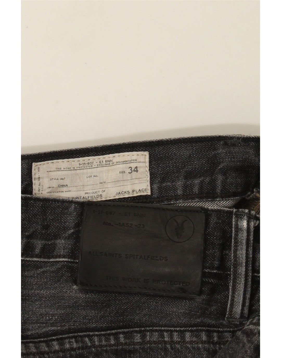 Męskie jeansy All Saints W34 L27 Czarne bawełniane