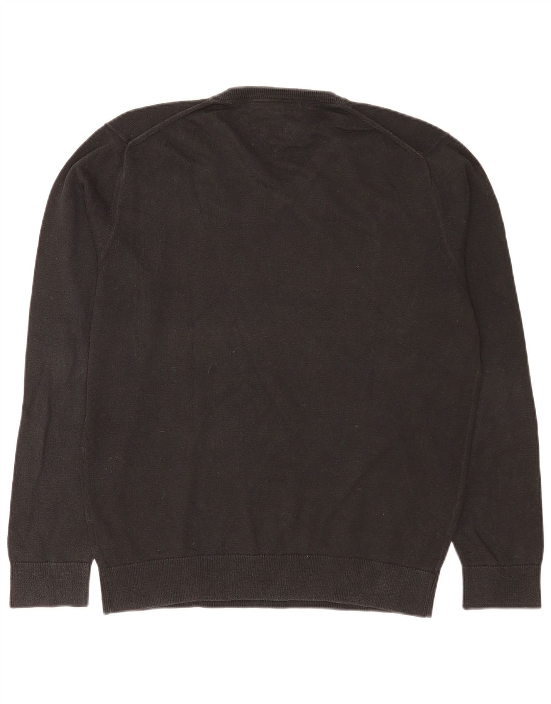 Męski sweter Tommy Hilfiger z dekoltem w kształcie litery V, duży, czarny, bawełniany