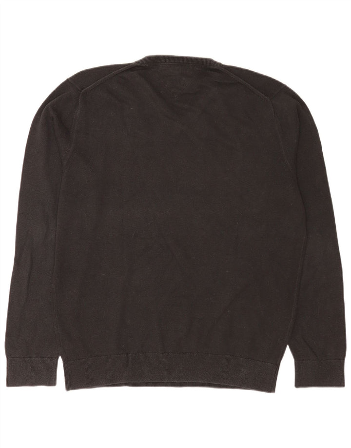 Męski sweter Tommy Hilfiger z dekoltem w kształcie litery V, duży, czarny, bawełniany