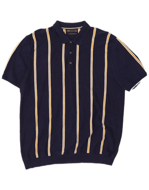 Marks & Spencer Męski sweter polo 2XL granatowy w paski
