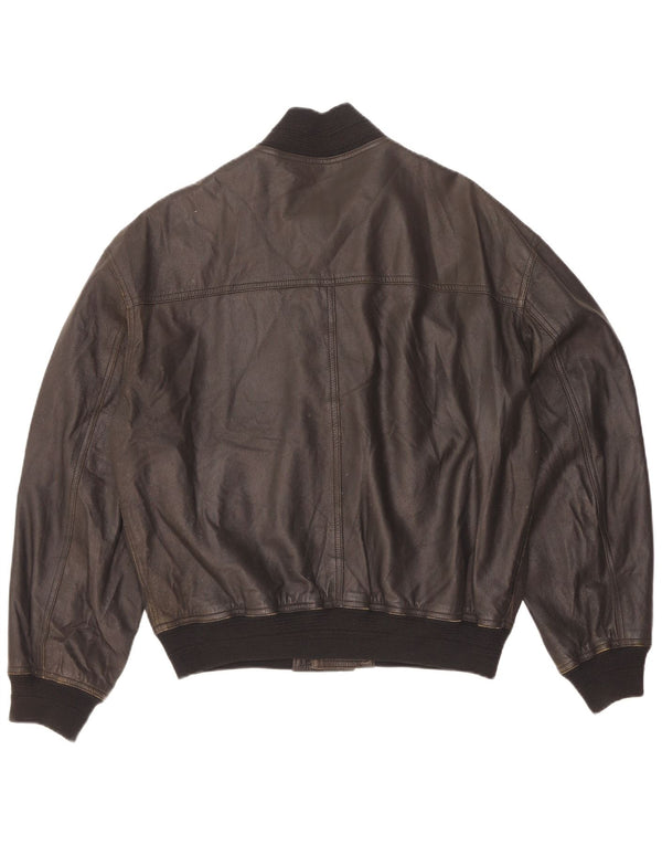 Vintage męska kurtka skórzana bomber IT 46 mała czarna skóra