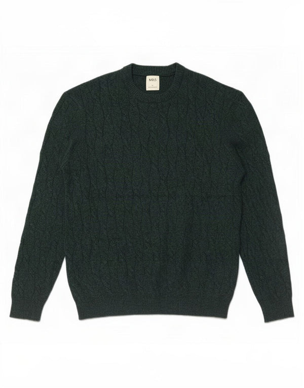 Marks & Spencer Męski sweter z okrągłym dekoltem, duży, zielony poliamid