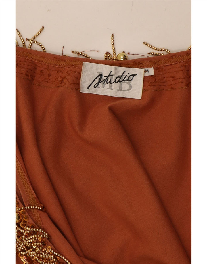 STUDIO MB Womens Sleeveless Bodycon Dress UK 12 Medium Brown Rayon Vintage Studio MB and Second-Hand Studio MB from Messina Hembry 
