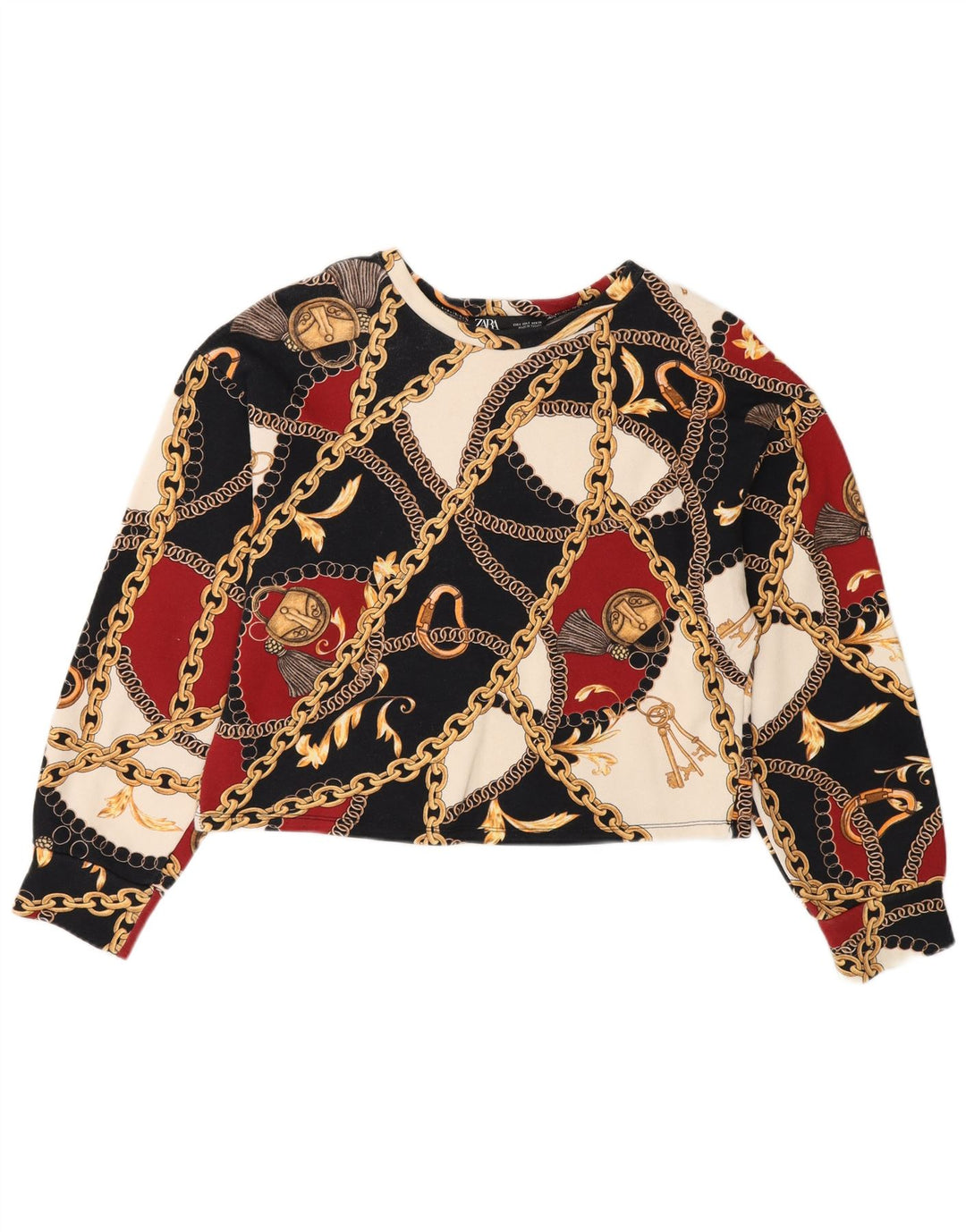 Damska bluza Zara Crop Graphic Jumper UK 10, mała, wielobarwna