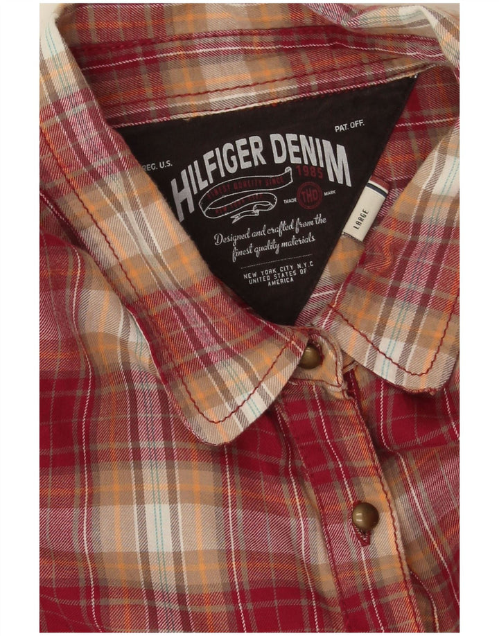 Damska koszula flanelowa Tommy Hilfiger z pulowerem UK 16, duża, bawełniana w czerwoną kratę