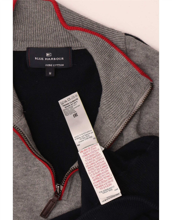 Męski sweter Marks & Spencer w kolorze niebieskim i zapinanym na zamek, średni granatowy