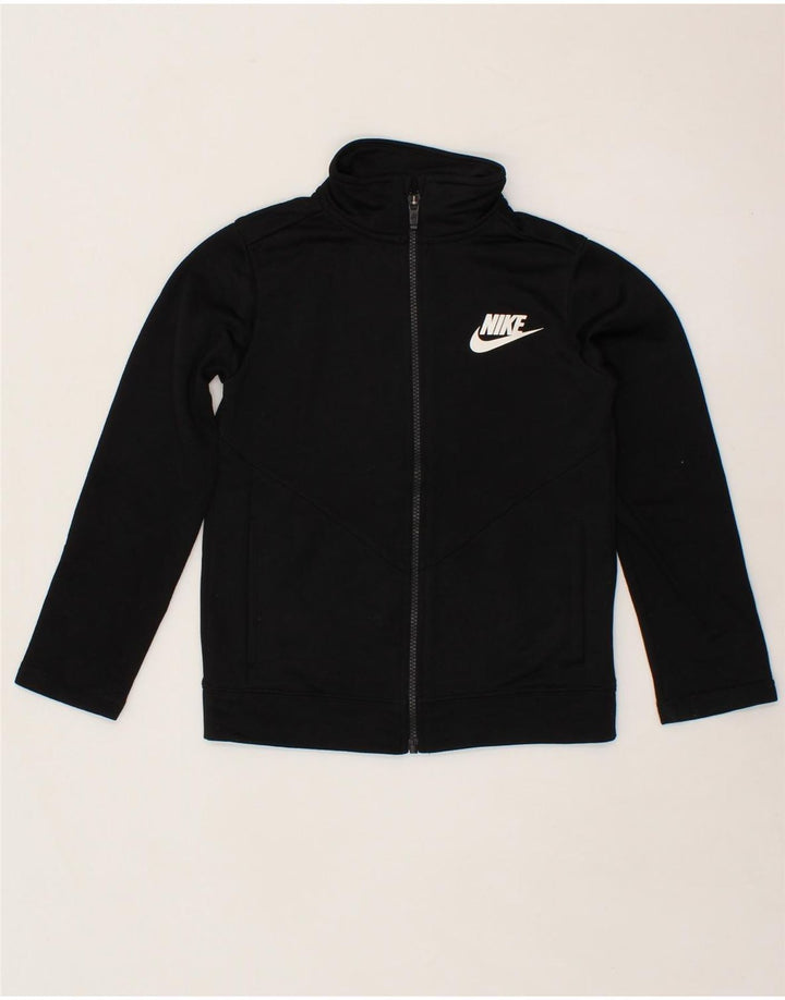 NIKE Girls Graphic Tracksuit Top Jacket 8-9 Years Small Black Polyester Vintage Nike and Second-Hand Nike from Messina Hembry 