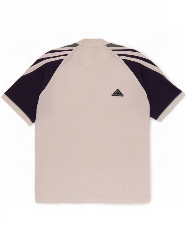 Adidas Męska koszulka Top UK 38/40 Średnia biała bawełna z blokami kolorów