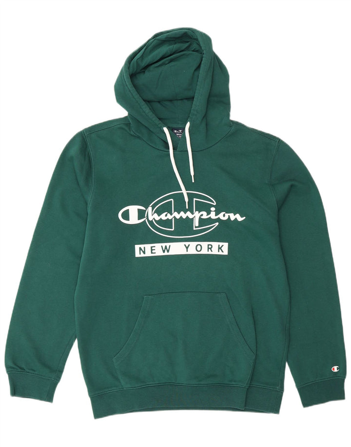 Męski sweter z kapturem Champion Graphic, średni zielony, bawełniany