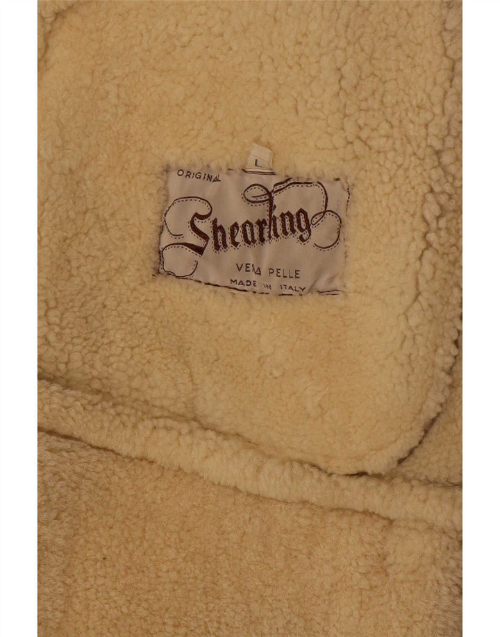 Vintage męska kurtka Shearling UK 40, duża brązowa