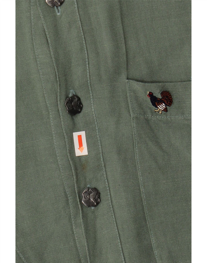 Koszula męska z krótkim rękawem w stylu vintage 2XL w kolorze zielonym