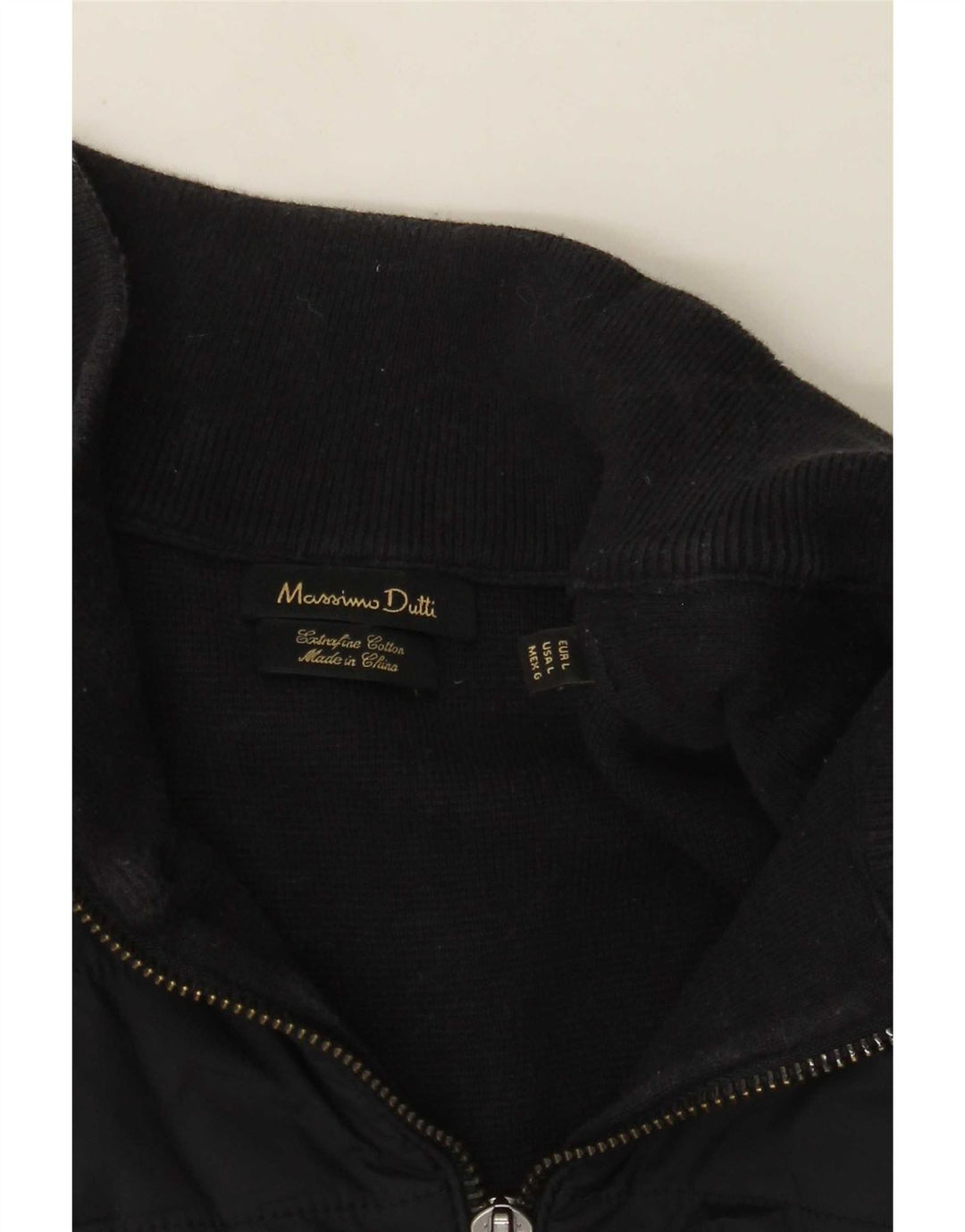 Męski sweter zapinany na zamek Massimo Dutti, duży, granatowy, bawełniany