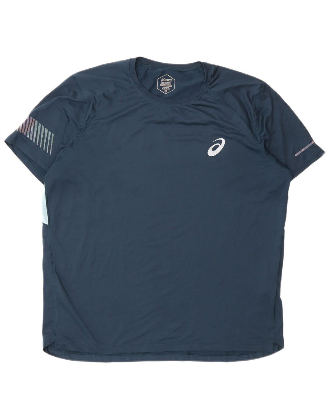 T-shirt męski Asics, top XL, granatowy, poliester z blokami kolorów