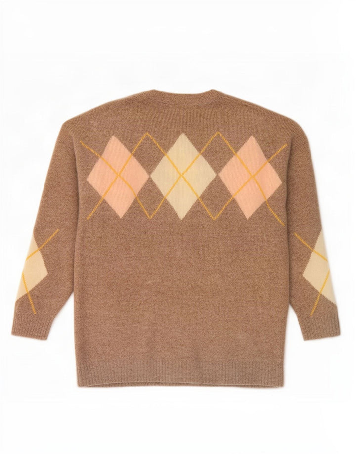 Sweter damski Gazelle UK 14 Średni beż Argyle/Diamentowa wełna owcza