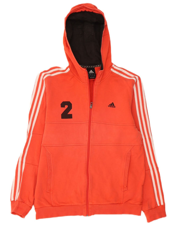 Męski sweter z kapturem i zamkiem błyskawicznym Adidas, średnio czerwony, bawełniany