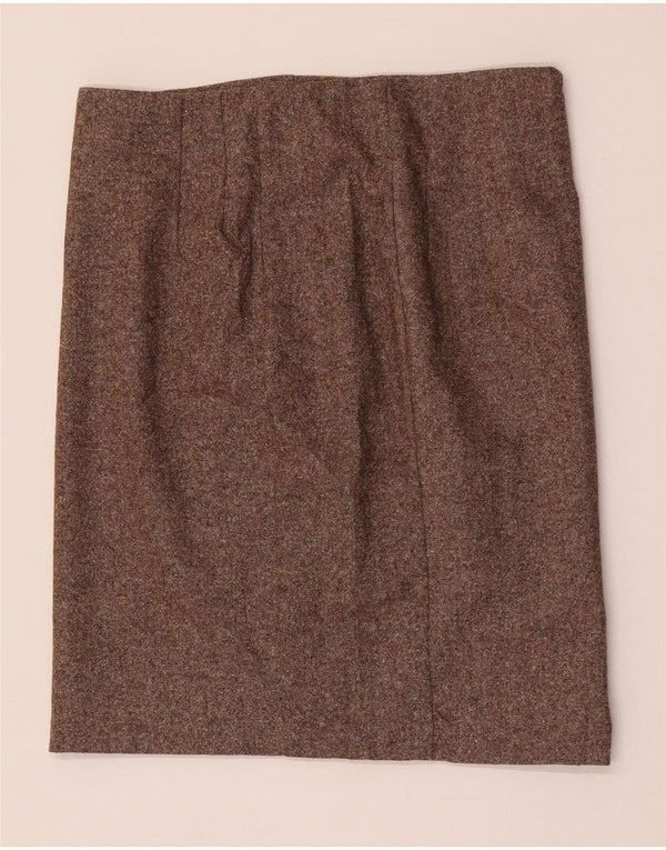Spódnica damska Benetton Mini Straight IT 42 Medium W28 Brązowa wełniana nakrapiana