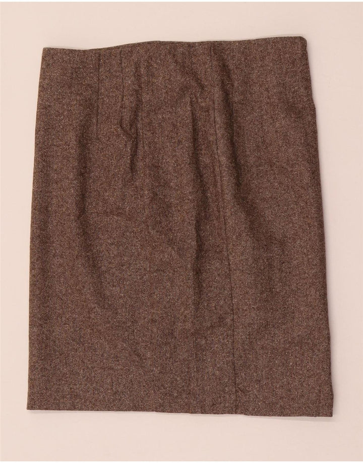 Spódnica damska Benetton Mini Straight IT 42 Medium W28 Brązowa wełniana nakrapiana