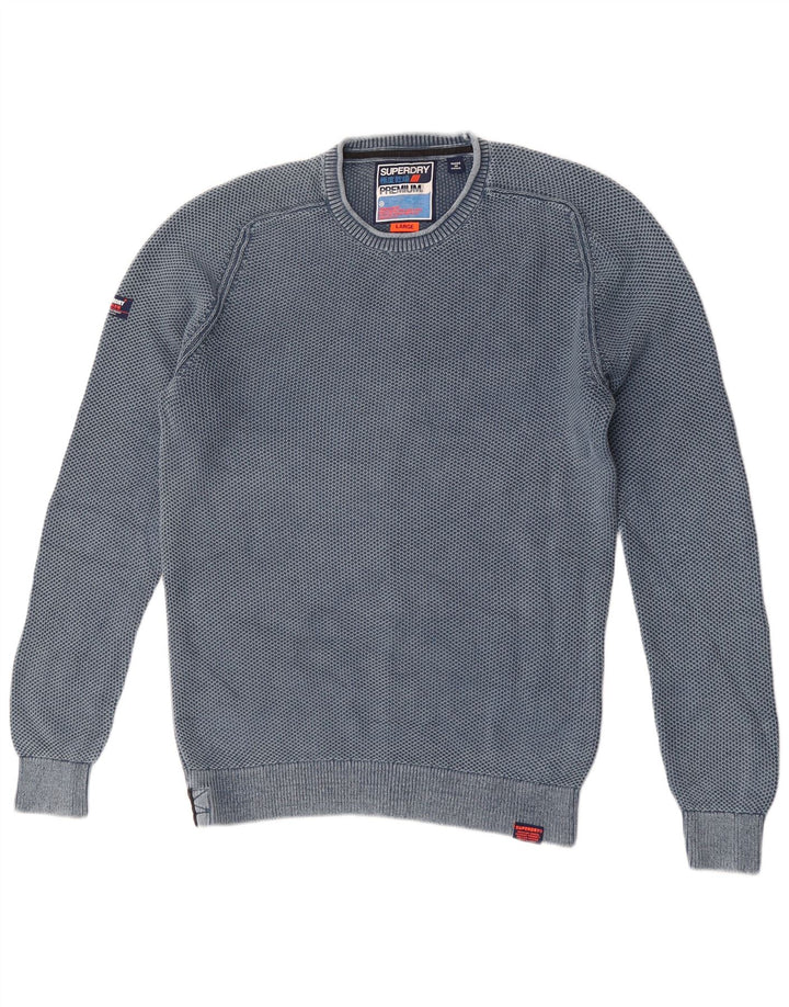 Męski sweter Superdry z okrągłym dekoltem, duży, niebieski, bawełniany