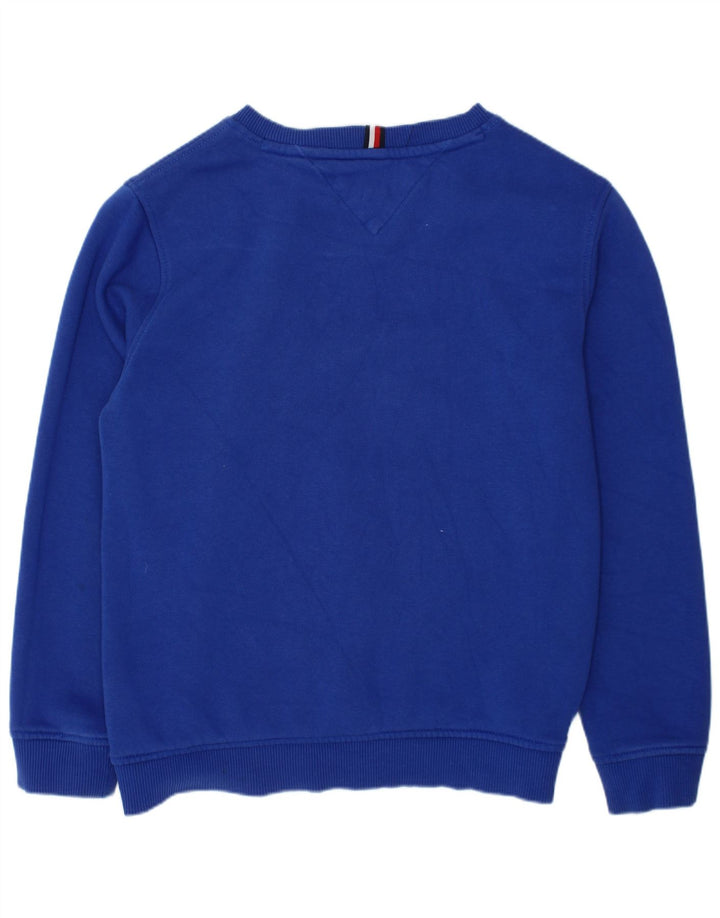 TOMMY HILFIGER Chłopięcy sweter z grafiką, 8-9 lat, średni niebieski, bawełniany