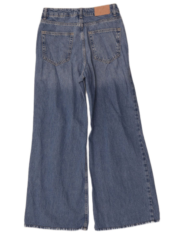 Damskie jeansy z szeroką nogawką Zara EU 34 2XS W24 L28 Niebieskie bawełniane