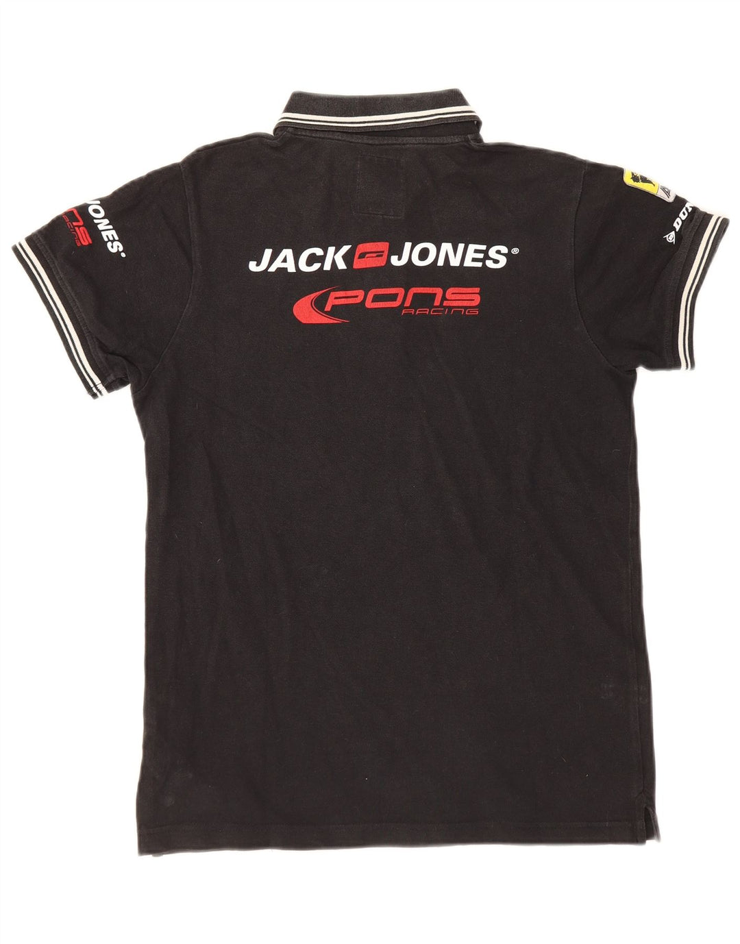 Męska koszulka polo Jack & Jones z grafiką, mała, czarna, bawełniana