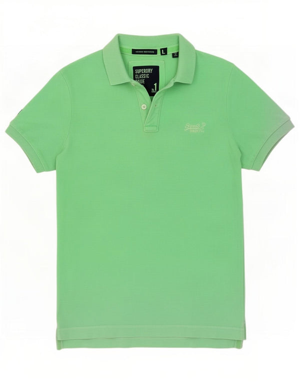 Męska koszulka polo Superdry, duża, zielona, bawełniana