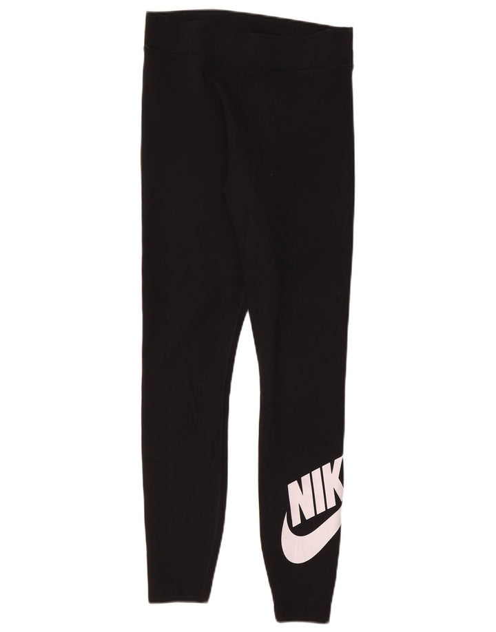 Damskie legginsy Nike Graphic UK 12, średnie czarne, bawełniane