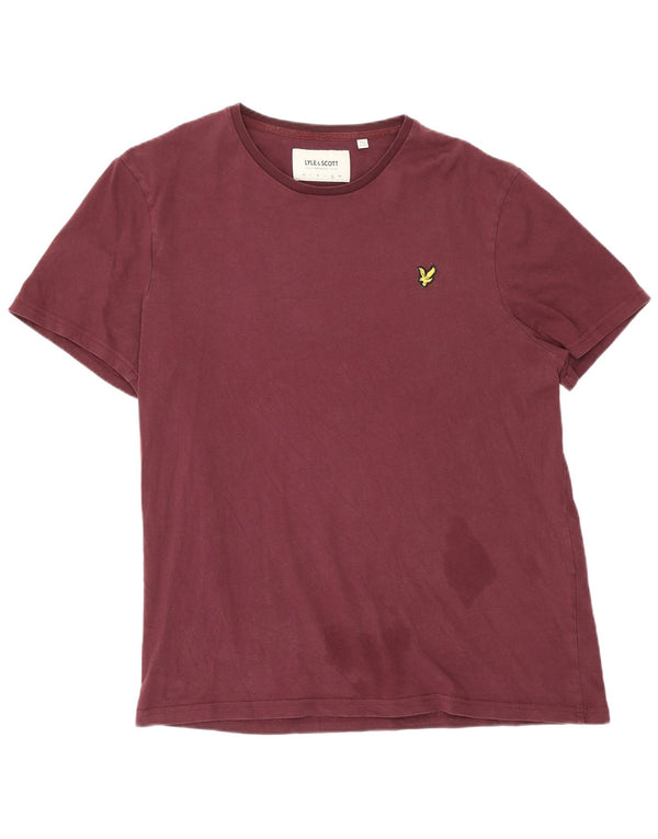 Lyle & Scott Męski T-shirt Top XL, bordowa, bawełniana
