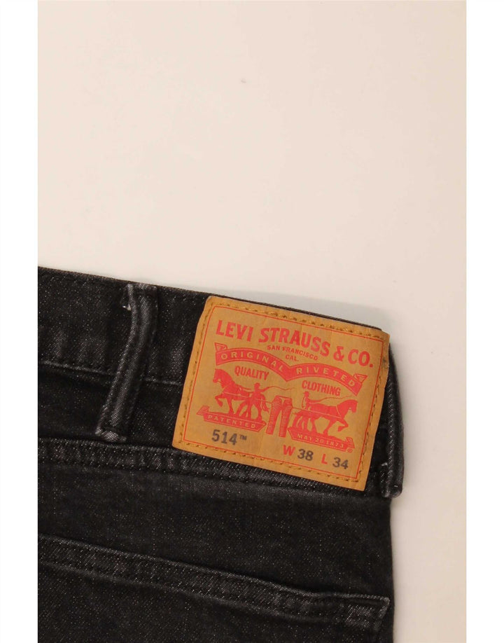 Męskie dżinsy Levi's 514 Straight W38 L34 Czarna bawełna