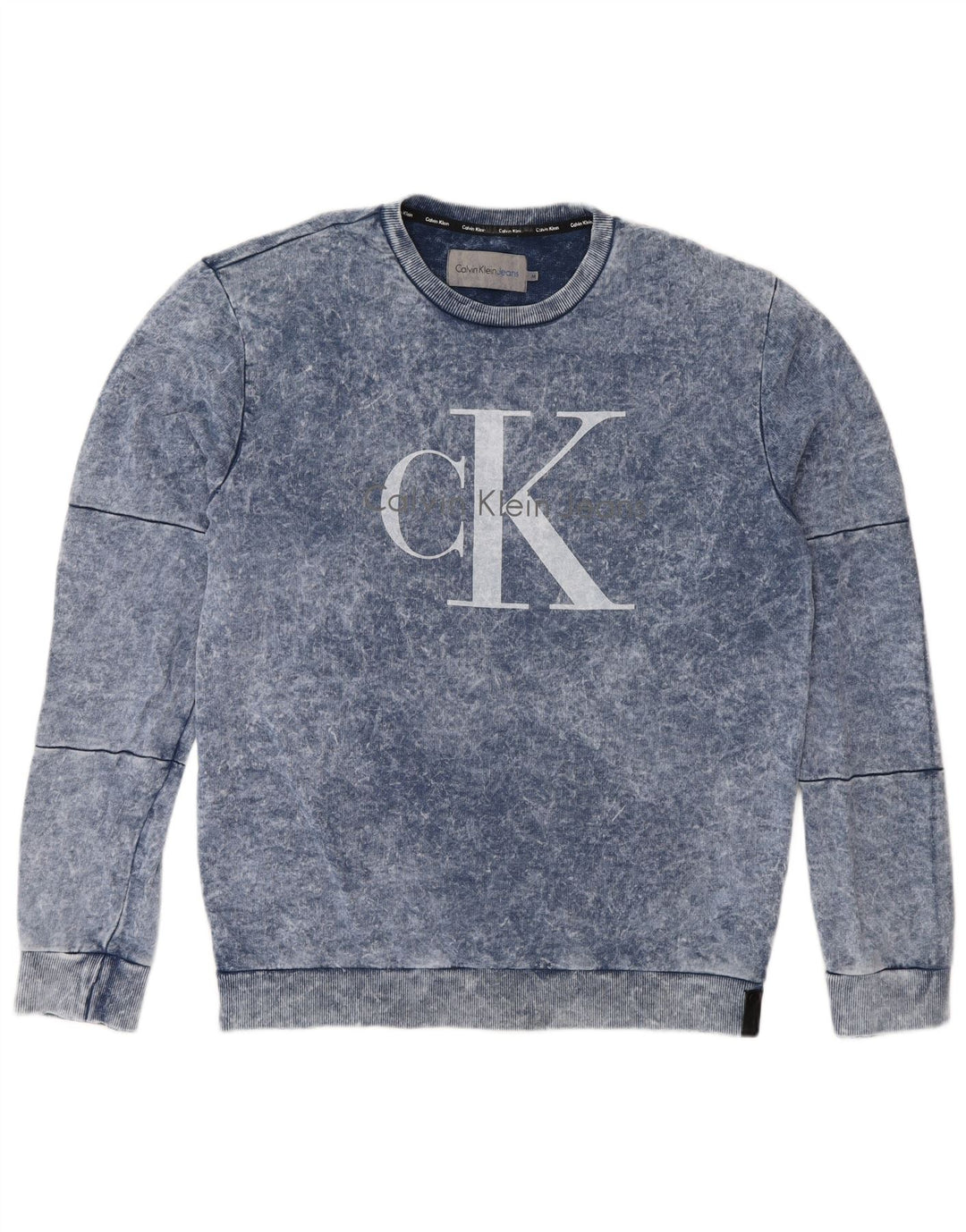 Męska bluza z grafiką Calvin Klein Jeans, średnioniebieska, bawełniana