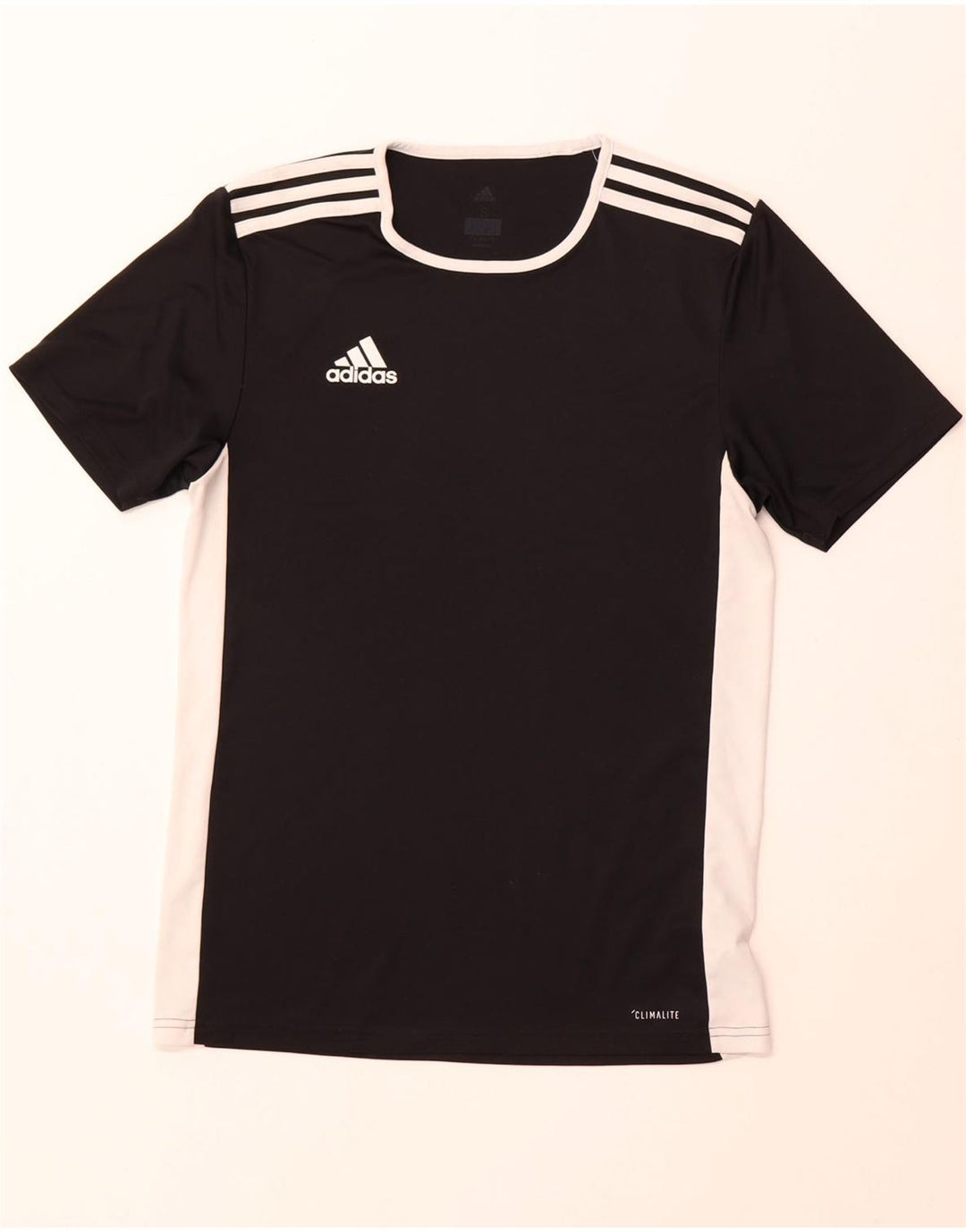 Męski T-shirt ADIDAS Climalite, mały, czarny poliester z blokami kolorów