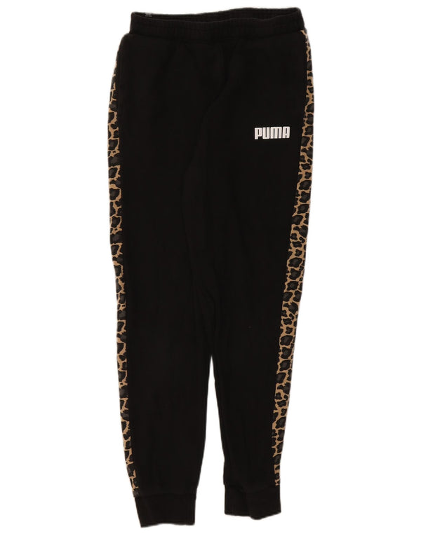 Puma Womens Graphic Tracksuit Trousers Joggers UK 6 XS Black Animal Print